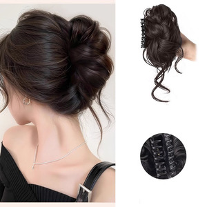 Extensions de chignon désordonné pour femmes, postiches synthétiques volumineuses à clipser, accessoires capillaires naturels et faciles à poser - Product Image 4