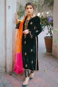 2021 élégant Long-Style parole longueur Kurta pantalon belle Applique paillettes dentelle décoration taille naturelle fête/mariage - Product Image 2