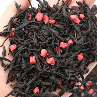 Thé en vrac sain sans sucre en sachets, mélange de fruits frais séchés et de thé noir à la fraise en boîte, vente en gros