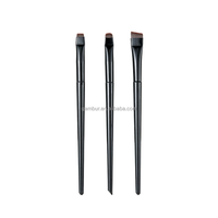 Set Kuas Makeup Profesional Ultra Tipis 3 Buah dengan Gagang Plastik, Bulu Sintetis, untuk Blush, Lip Liner, Eyeliner, dan Concealer