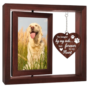 Cadre <span class=keywords><strong>photo</strong></span> commémoratif rotatif 4x6 en bambou pour chien, pliable, cadeau de condoléances pour animaux de compagnie, souvenir de perte, pour bureau, mur ou maison - Product Image 1