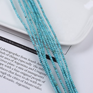 Hạt đá Turquoise xanh lam tự nhiên 2mm bán buôn, dạng dây, đá quý rời để làm đồ trang sức - Product Image 2