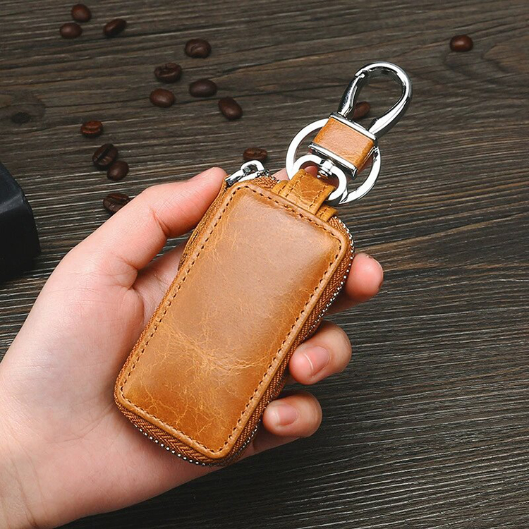 MY Brand MY-51025 Waterproof Crazy Horse Leather Car Key Case Cover Wallet Holder