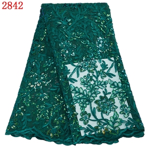 Nuovo Design 2842: Tessuto in Pizzo Africano con Paillettes e Ricami per Abiti da Sera di Lusso da Donna - Product Image 6