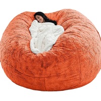 Fauteuil pouf géant sans accoudoirs pour la maison, housse de canapé moderne en fourrure Teddy, fauteuil pouf de 7 pieds avec rembourrage