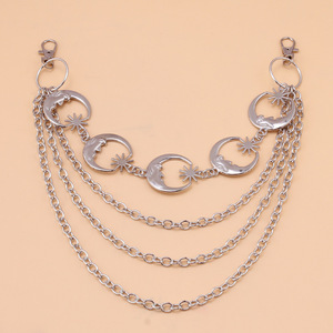 Cadena corporal geométrica de varias capas Yuelyueli Moon, cadena de cintura de aleación de zinc estilo punk para mujer, uso diario. - Product Image 3