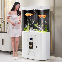 Aquarium intelligent en acrylique avec filtre de fond ultra silencieux, 170L, ovale, sur pied, avec éclairage LED pour salon