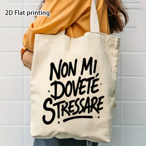 Bolsa de Lona con Estampado de Patrones NON MI DOVETE STRESSRE y Logotipo Personalizado, Apta para Uso Diario, Compras, Escuela y Viajes - Product Image 4