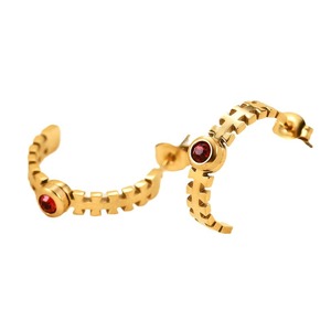 Pendientes de Aro con Forma Geométrica, Diseño de Espina de Pescado Plana de 4 mm, con Incrustaciones de Circonita en Engaste de Bisel, para Uso Diario, en Negro, Blanco, Rojo y Verde - Product Image 5