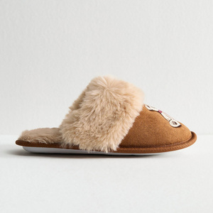 Confortable femmes intérieur maison chaussures ours en peluche Applique conception assez chaud moelleux pantoufles Mule pantoufles - Product Image 3