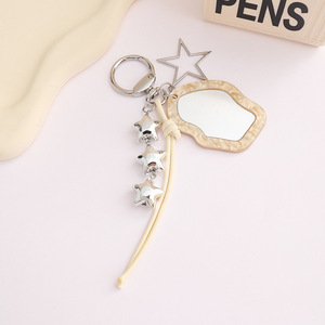 Portachiavi Creativo Colorato con Specchio Irregolare, Charm in Acrilico Pastello con Stella per Accessori Decorativi - Product Image 5