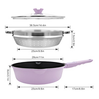 Set Panci Aluminium Anti Lengket Sanlang 28cm 4 Buah, Termasuk Wajan Goreng, Wajan Tumis, Tutup Kaca, Spatula Silikon, Gagang Lepas, Aman untuk Oven