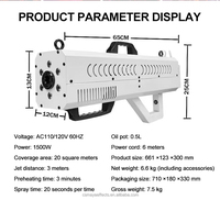 Pistolet à fumée de qualité supérieure, réaction rapide, 1500W, noir/blanc, portable, pour mariages et fêtes, machine à brouillard de scène, portée de pulvérisation 3M