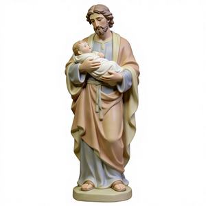 Escultura de Resina Hecha a Mano de San José, Sagrada Familia Religiosa con Figura del Niño Jesús - Product Image 1