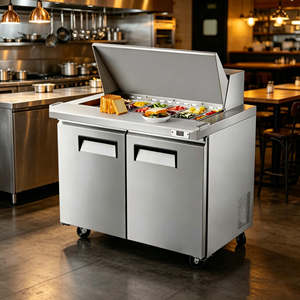 Table de préparation réfrigérée multi-grilles pour bar à salades <span class=keywords><strong>américain</strong></span>, refroidisseur d'ingrédients pour fast-food avec certifications ETL et NRcan - Product Image 1