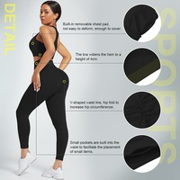 Ensemble fitness 3 pièces Vêtements pour femmes Ensemble sport Soutien-gorge yoga legging à manches longues Ensemble yoga à capuche
