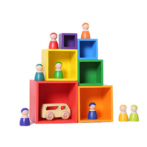 Alta calidad creativa arco iris de madera de rectangular de la serie bloques de construcción de venta directa de fábrica educati - Product Image 4