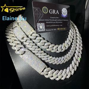 15mm 16mm 20mm 스털링 실버 925 VVS 모이사나이트 다이아몬드 힙합 쥬얼리 아이스 아웃 마이애미 쿠바 링크 체인 목걸이 - Product Image 5