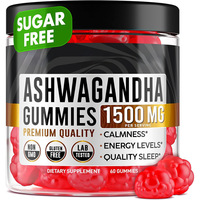 Gummies à l'ashwagandha 1500 mg, soulagement du stress, soutien de l'humeur, gummies pour le sommeil, complément adaptogène végétalien, fabricant OEM