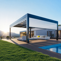 Pergola robuste à lames motorisées entièrement automatiques, toit rétractable électrique en aluminium, pergola extérieure