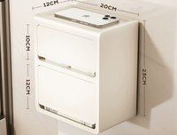 Boîte à mouchoirs murale à double niveau, grain de bois, moderne, durable, multifonctionnelle, pour salon, sans perçage, étagère de rangement