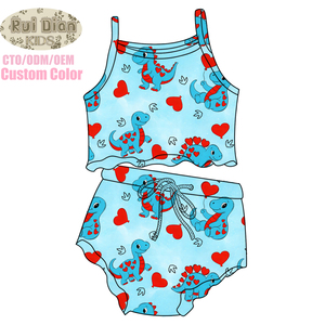 Ensemble gilet sans manches et <span class=keywords><strong>short</strong></span> pour petite fille, motif imprimé personnalisé, en soie de lait, vêtements pour enfants, ensemble 2 pièces pour filles - Product Image 5