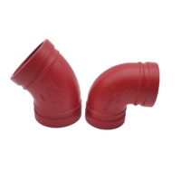 Raccord coudé rainuré en fonte ductile peint rouge UL FM ASTM 45/90 degrés pour système d'incendie à sprinklers automatiques