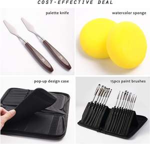 Ensemble de 18 pinceaux de dessin en <span class=keywords><strong>acrylique</strong></span> aquarelle avec poignée en nylon pinceau d'artiste avec sac éponge <span class=keywords><strong>couteau</strong></span> à palette - Product Image 2