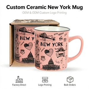 Fabricante proveedor personalizado impresión diseño cerámica personalizada taza de Nueva York, taza de Londres, París esmalte taza de recuerdo turístico - Product Image 1