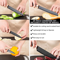 Ensemble de couteaux de cuisine en acier inoxydable 19 pièces avec logos personnalisés, manches en plastique ambidextres, lames durables et affûtées - Durable