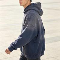 Sweat à capuche épais en molleton bouclette français, délavé à l'acide, vintage, rose délavé par le soleil, coupe courte, personnalisable, confortable pour homme