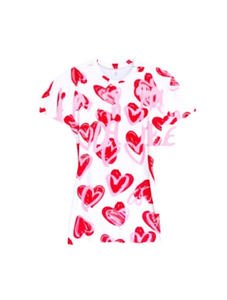 T-shirt da donna a maniche corte, girocollo, con stampa a cuore, casual, 100% cotone jersey, per San Valentino, primavera estate - Product Image 1