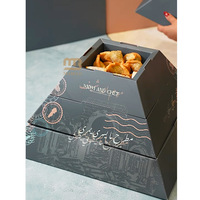 Benutzer definierte Restaurant zum Mitnehmen Pyramide geformte Lebensmittel Box Brunch Kuchen teilen Dessert Verpackung Platte Box Pyramide Catering Box zu gehen