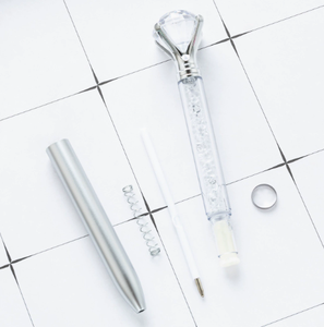 Bolígrafo de punta redonda con cristal de diamante metálico rosa, instrumento de escritura novedoso, bolígrafo promocional. - Product Image 2