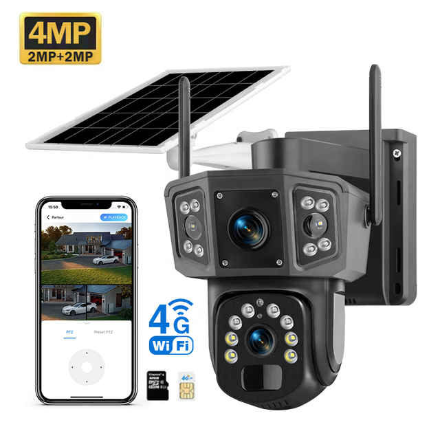 Full Color Night Vision Wireless 4MP Security CCTV Camera Built-in 8000mAh Battery Dual Screen WiFi Solar 355 Pan/Tilt