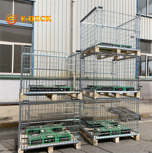 Cage en fil métallique pliable et empilable sur mesure pour entrepôt, avec palettes en bois - Product Image 1