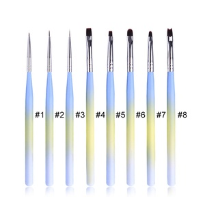 Ensemble de pinceaux pour nail art à poils synthétiques avec manche dégradé, pinceaux plats ronds en forme de pétale pour la peinture au gel UV - Product Image 2