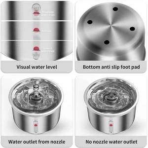 Stainless Steel Pet Water Fountain Round 800g Automatic Cat Dog Water Dispenser With Viewing Window Detachable - Product Image 4