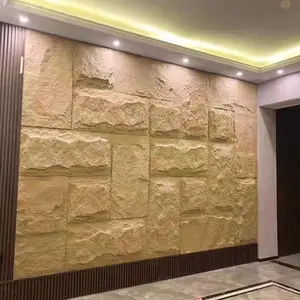 Modern Outdoor Gold Wall Decoration Artificial Cladding Decorative Stones Veneer PU Exterior Faux Stone Panels Outdoor Wall