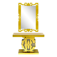Table console rectangulaire de luxe haut de gamme YuanChang plaquée or, table console élégante antique moderne et miroir