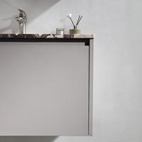 Meuble-lavabo compact et moderne avec armoire miroir murale et plateau en marbre, tiroir de rangement