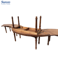 Mesa de granja curva de madera serpentina de estilo francés rústico para jardín granja boda fiesta Hotel comedor Picnic eventos