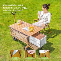 Chariot de camping pliable grande capacité avec auvent et table intégrée, chariot tout-terrain pour événements extérieurs et stands de marché