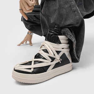 Scarpe Autunnali da Uomo, Sneakers Traspiranti Alte, Stivali Classici con Cinturino Triangolare Invertito in Stile Europeo e Americano, per Uso Quotidiano Casual - Product Image 3