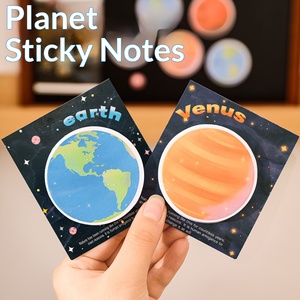 Cute Planet Series <b>Sticky</b> <b>Notes</b>, High-value Round Earth Moon Self-adhesive Notepad, Lovely Memo Labels for Students Daily - Product Image 4