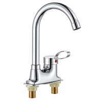 Robinet de lavabo Big Bend en cuivre, monocommande eau froide et chaude, double rotation à 360°, à poser sur comptoir, équipement sanitaire