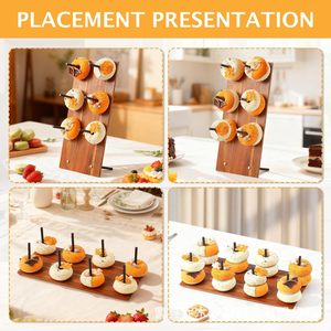 Wooden Donut <b>Shelf</b> For Dessert Display Multipurpose <b>Desktop</b> Organizer With 6 Holes For Party And Gathering Use - Product Image 3