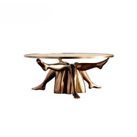 Table basse créative en verre trempé de meubles modernes Sculpture pied champagne finition polie