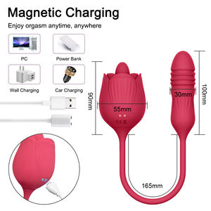Usa Magazijn Rose Vibrator Seksspeeltje Voor Vrouw En Mannen Cock Ring Massage Masturbatie Sexy Speelgoed Automatisch Seksspeeltje Dildo 'S Voor - Product Image 3
