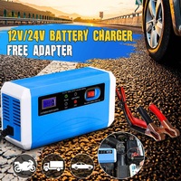 Pengisi daya baterai mobil otomatis penuh 12V 12a 24V 6A 220V pengisi daya pintar untuk baterai asam timbal